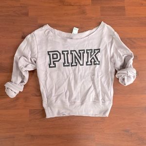 PINK off the shoulder lavender sweatshirt